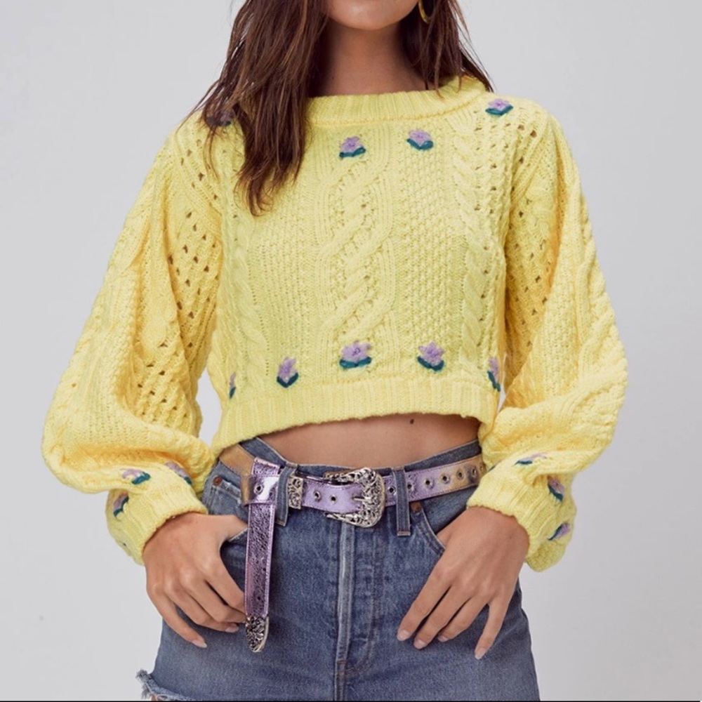 For Love and Lemons Savannah Sweater in Canary